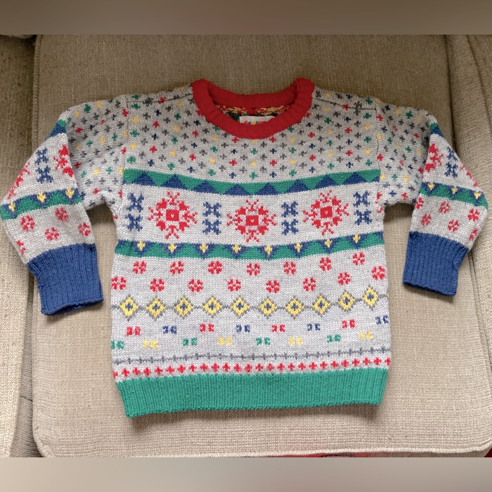 Medium(4-5T) grey/green/red, Gymboree boys sweater